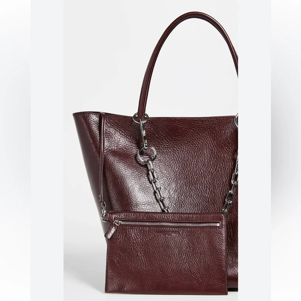 Alexander Wang Roxy Large Leather Tote Bag Burgundy New no tags Rhodium chain